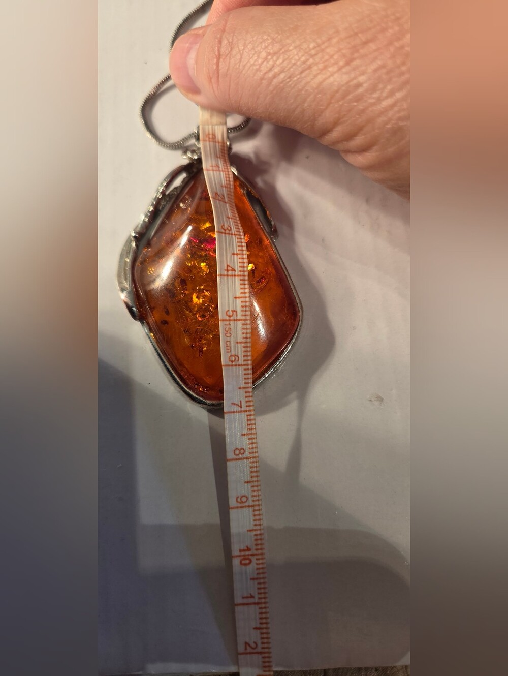 Amber Pendant On Silver Chain - Picture 12 of 12